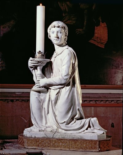 Angel holding a candle by Luca Della Robbia
